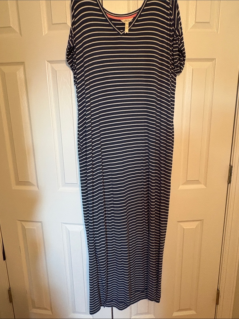 Matilda Jane Navy & White Striped V‑Neck Maxi Dress